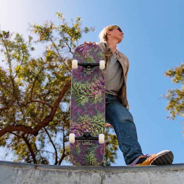 Trippy Funky Groovy Digital Abstract Fractal Art  Skateboard (Outdoor 1)
