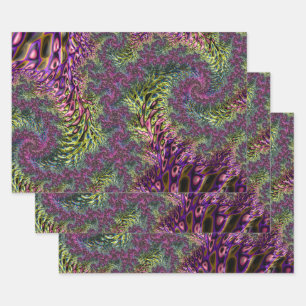 Trippy Funky Groovy Digital Abstract Fractal Art Wrapping Paper Sheet