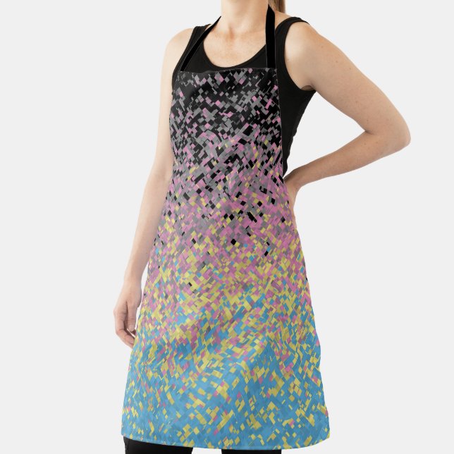 Trippy Funky Pixelated Polygender Pride Flag Apron (Insitu)