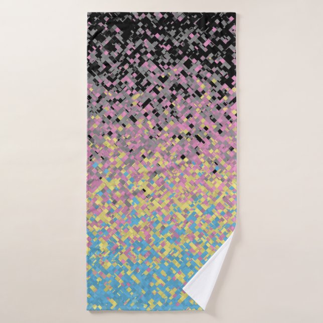 Trippy Funky Pixelated Polygender Pride Flag Bath Towel Set (Bath Towel)