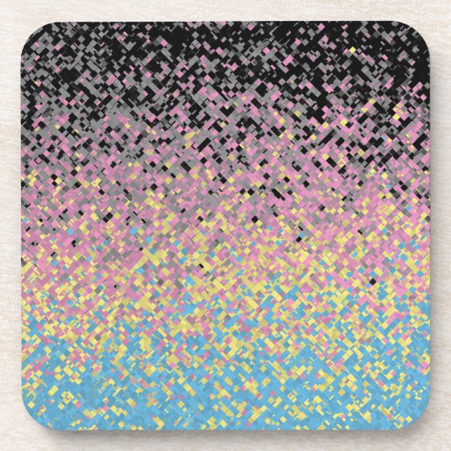 Trippy Funky Pixelated Polygender Pride Flag Coaster (Front)