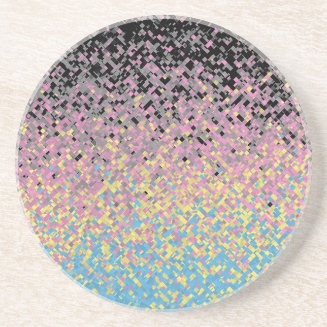 Trippy Funky Pixelated Polygender Pride Flag Coaster (Front)