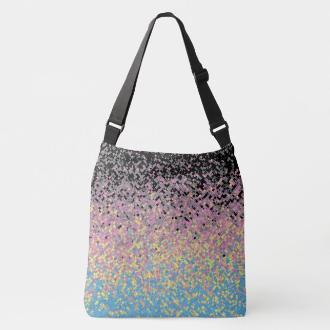 Trippy Funky Pixelated Polygender Pride Flag Crossbody Bag (Front)
