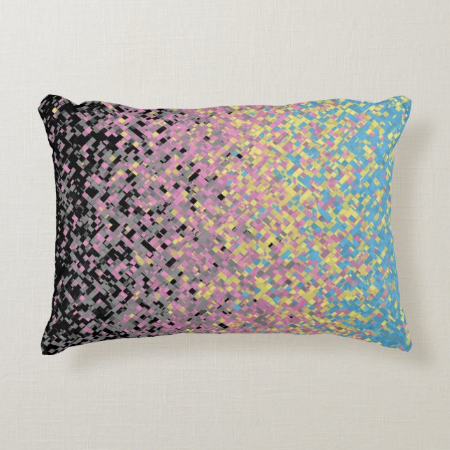 Trippy Funky Pixelated Polygender Pride Flag Decorative Cushion (Front)