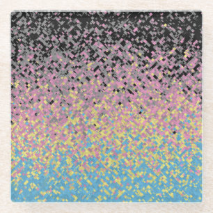 Trippy Funky Pixelated Polygender Pride Flag Glass Coaster