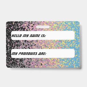 Trippy Funky Pixelated Polygender Pride Flag ID Badge