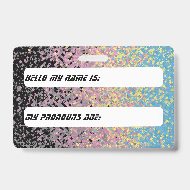 Trippy Funky Pixelated Polygender Pride Flag ID Badge (Front)
