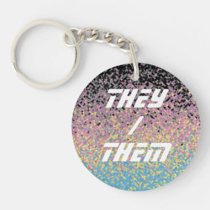 Trippy Funky Pixelated Polygender Pride Flag Key Ring