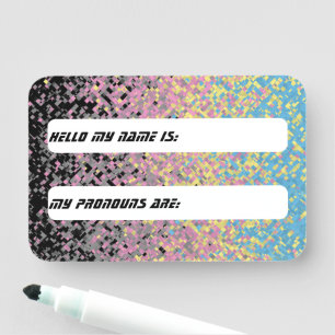 Trippy Funky Pixelated Polygender Pride Flag Name Tag