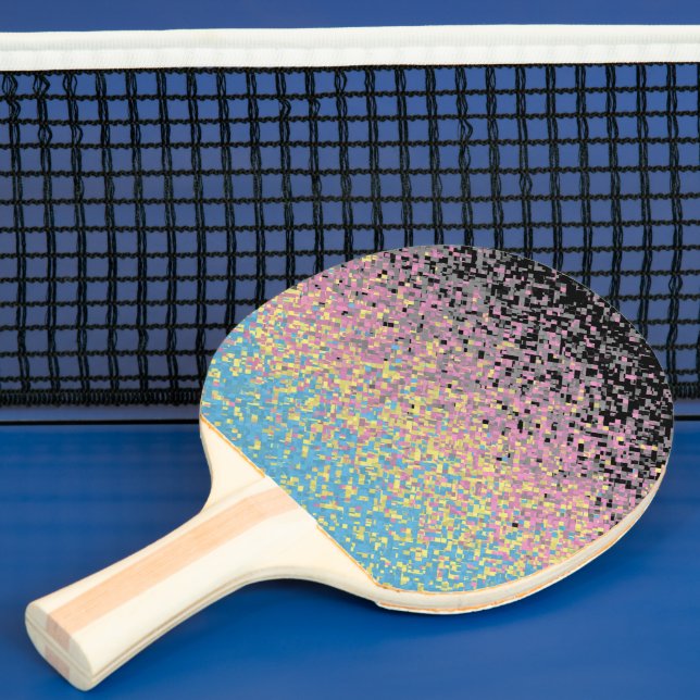 Trippy Funky Pixelated Polygender Pride Flag Ping Pong Paddle (Insitu)
