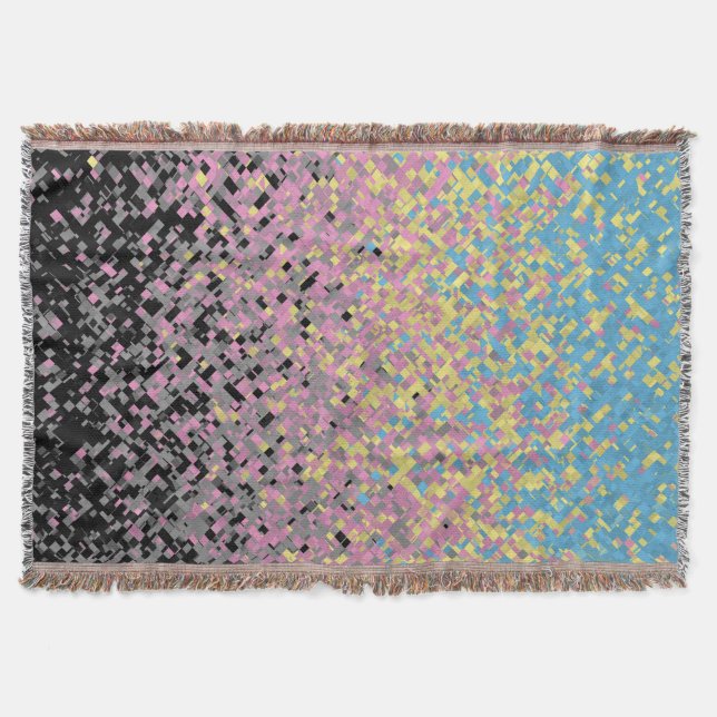 Trippy Funky Pixelated Polygender Pride Flag Throw Blanket (Front)