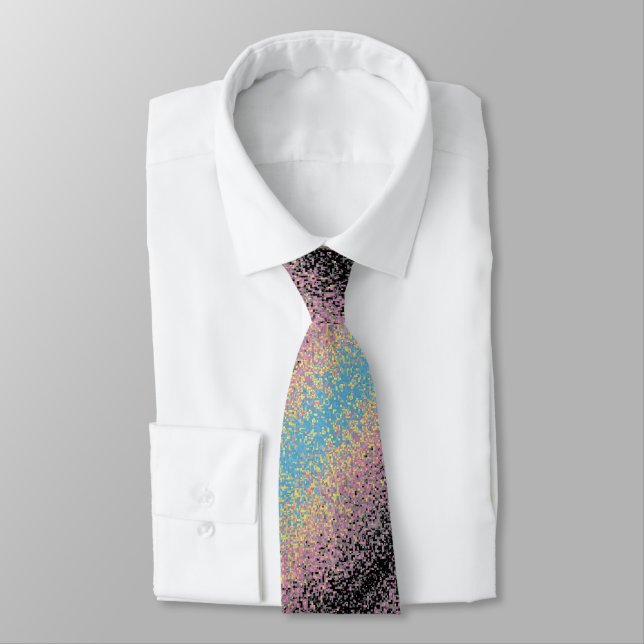 Trippy Funky Pixelated Polygender Pride Flag Tie (Tied)