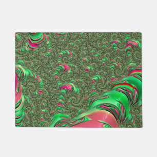 Trippy Funky Psychedelic Groovy Spiral Fractal Art Doormat