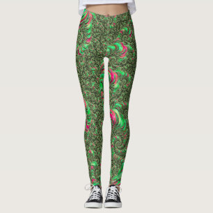 Trippy Funky Psychedelic Groovy Spiral Fractal Art Leggings