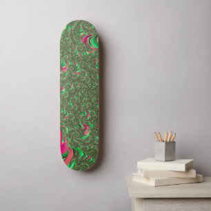 Trippy Funky Psychedelic Groovy Spiral Fractal Art Skateboard