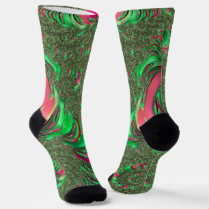 Trippy Funky Psychedelic Groovy Spiral Fractal Art Socks