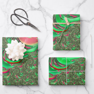 Trippy Funky Psychedelic Groovy Spiral Fractal Art Wrapping Paper Sheet