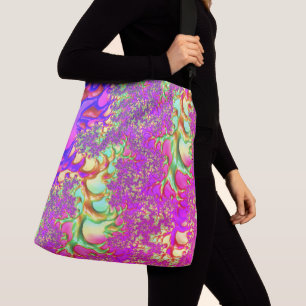 Trippy Funky Vibrant Neon Groovy Acid Trip Fractal Crossbody Bag