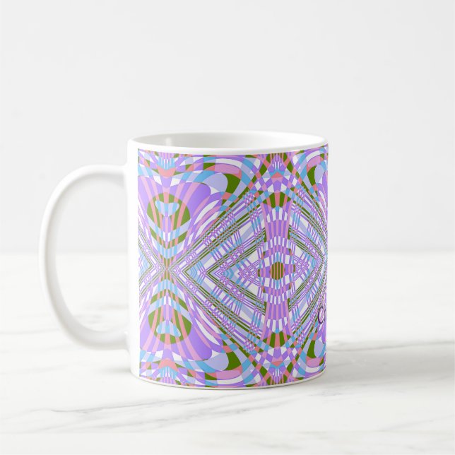 Trippy Geometric Retro Abstract Pattern Coffee Mug (Left)