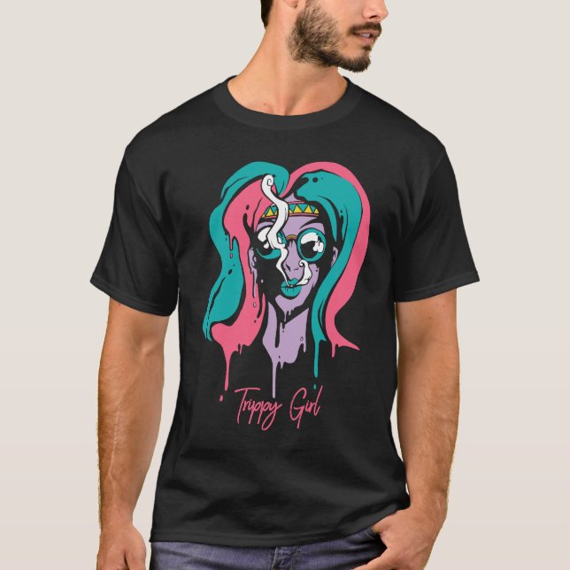 Trippy Girl Hippie Psychadelic Rave T-Shirt (Front)