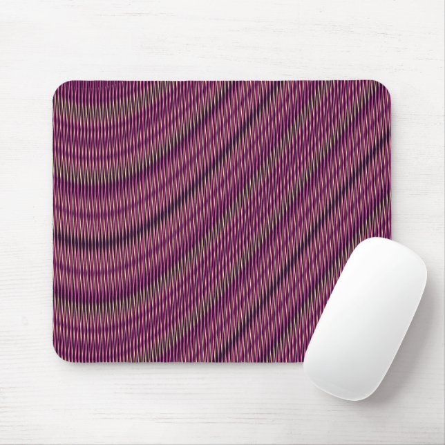 Trippy Glitch Burgundy Moiré Effect Vibes Cool Mouse Mat (With Mouse)