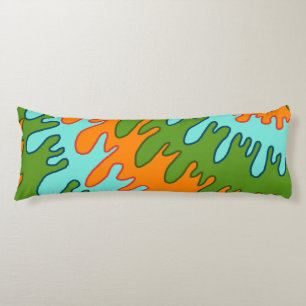 Trippy Green Orange Liquid Drip Stripe Y2K Pattern Body Cushion