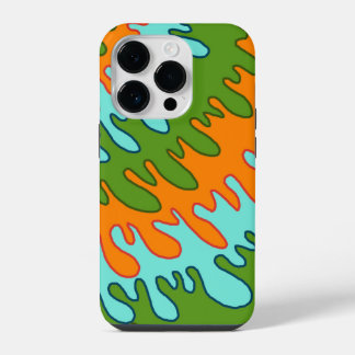 Trippy Green Orange Liquid Drip Stripe Y2K Pattern iPhone 14 Pro Case