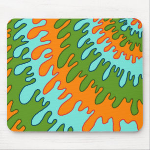 Trippy Green Orange Liquid Drip Stripe Y2K Pattern Mouse Mat
