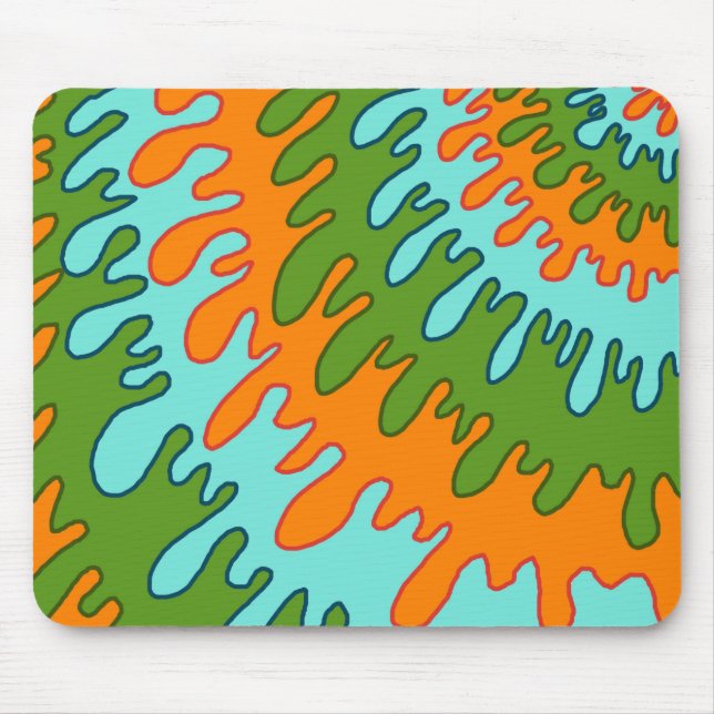 Trippy Green Orange Liquid Drip Stripe Y2K Pattern Mouse Mat (Front)