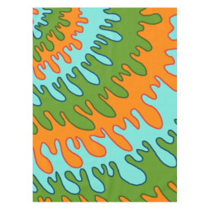 Trippy Green Orange Liquid Drip Stripe Y2K Pattern Tablecloth