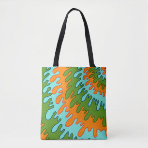 Trippy Green Orange Liquid Drip Stripe Y2K Pattern Tote Bag
