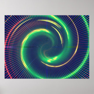 trippy green spiral poster