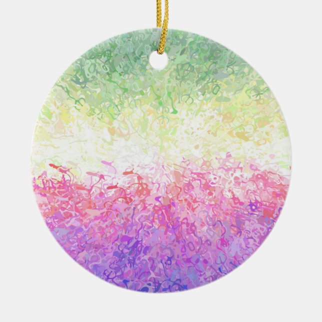 Trippy Groovy Boho Abstract Genderdoe Pride Flag Ceramic Tree Decoration (Front)