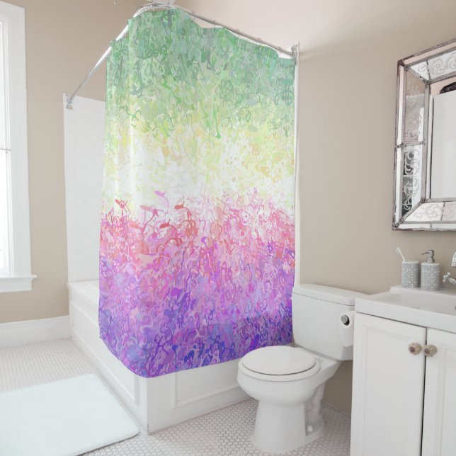 Trippy Groovy Boho Abstract Genderdoe Pride Flag Shower Curtain (In Situ)
