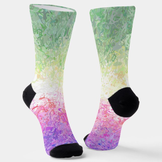 Trippy Groovy Boho Abstract Genderdoe Pride Flag Socks (Angled)
