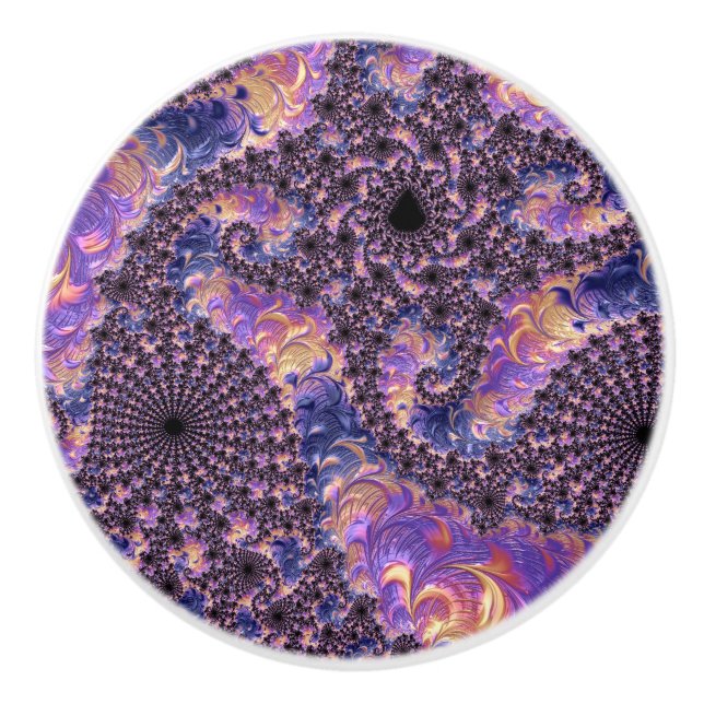 Trippy Groovy Boho Colourful Jewel Tone Fractal Ar Ceramic Knob (Front)