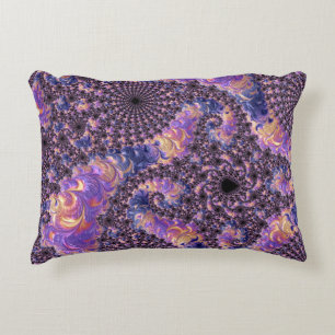 Trippy Groovy Boho Colourful Jewel Tone Fractal Ar Decorative Cushion