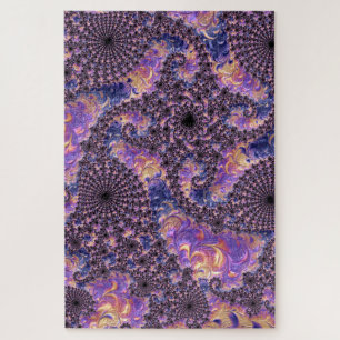 Trippy Groovy Boho Colourful Jewel Tone Fractal Ar Jigsaw Puzzle