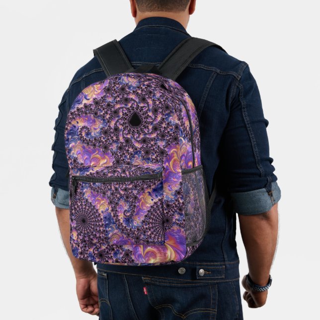 Trippy Groovy Boho Colourful Jewel Tone Fractal Ar Printed Backpack (Insitu (Model))
