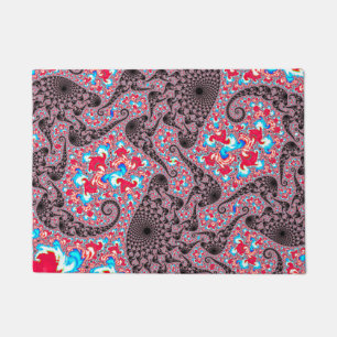 Trippy Groovy Boho Hippie Spiralling Fractal Art Doormat
