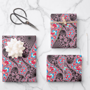 Trippy Groovy Boho Hippie Spiralling Fractal Art Wrapping Paper Sheet
