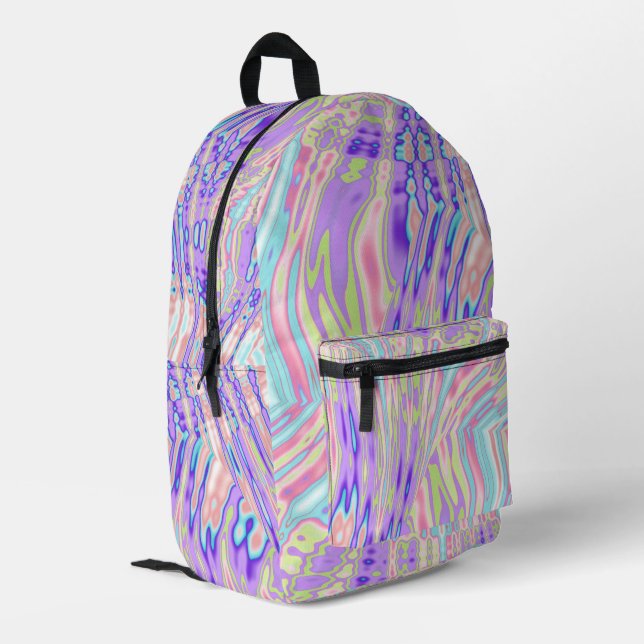 Trippy Groovy Colourful Blobs Digital Abstract Art Printed Backpack (Back Corner Left)