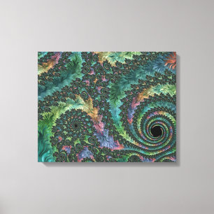 Trippy Groovy Colourful Jewel Tone Fractal Art Canvas Print