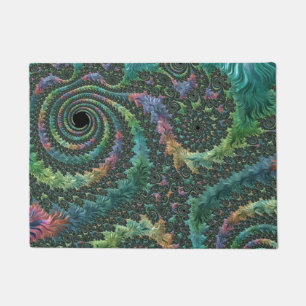 Trippy Groovy Colourful Jewel Tone Fractal Art Doormat