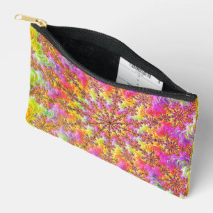 Trippy Groovy Funky Psychedelic Fractal Burst Accessory Pouch