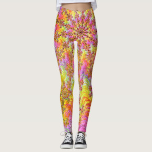 Trippy Groovy Funky Psychedelic Fractal Burst Leggings