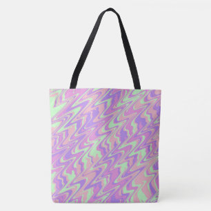 Trippy Groovy Retro Bold Colourful Wavy Stripes Tote Bag