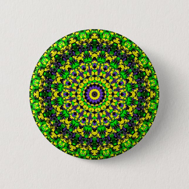 Trippy Groovy Retro Hippie Colourful Mandala Art 6 Cm Round Badge (Front)