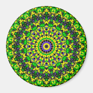 Trippy Groovy Retro Hippie Colourful Mandala Art Magnet