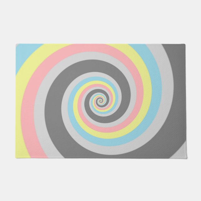 Trippy Groovy Spiral Abstract Demiflux Pride Flag Doormat (Front)